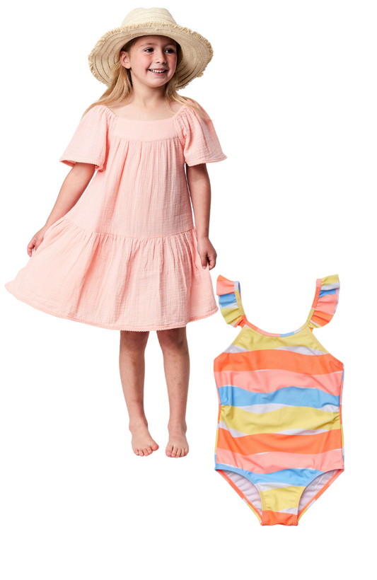 Good Vibes Swimsuit & Flutter Beach Dress