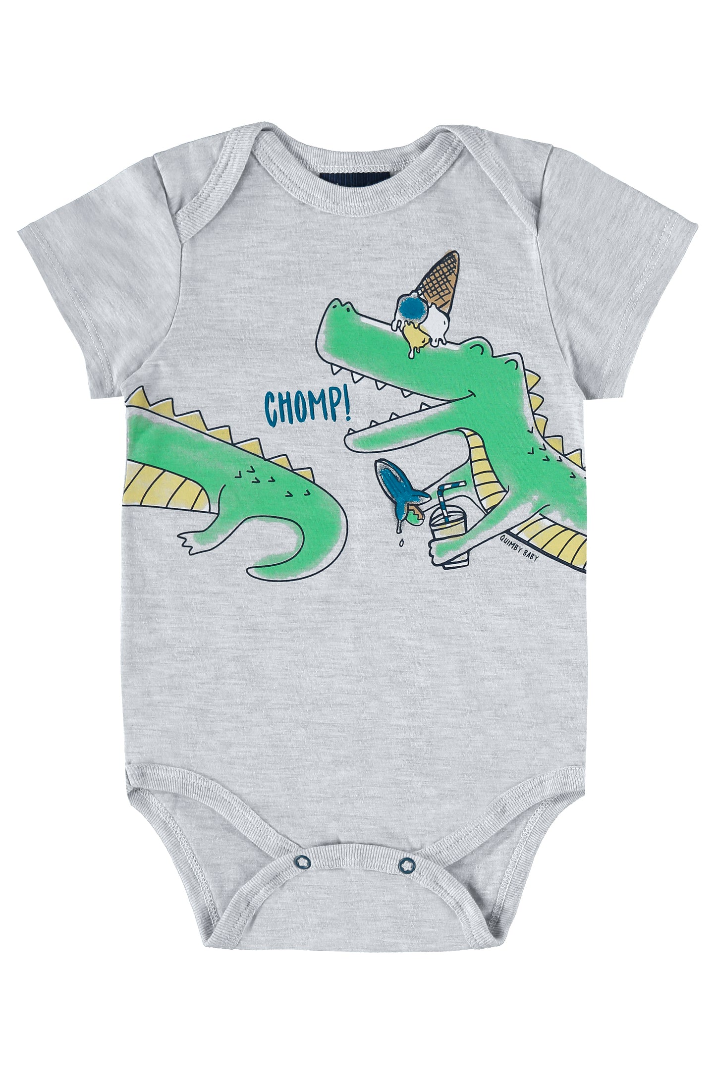 Chomp! Blue Print Bodysuit with Shorts & Bib
