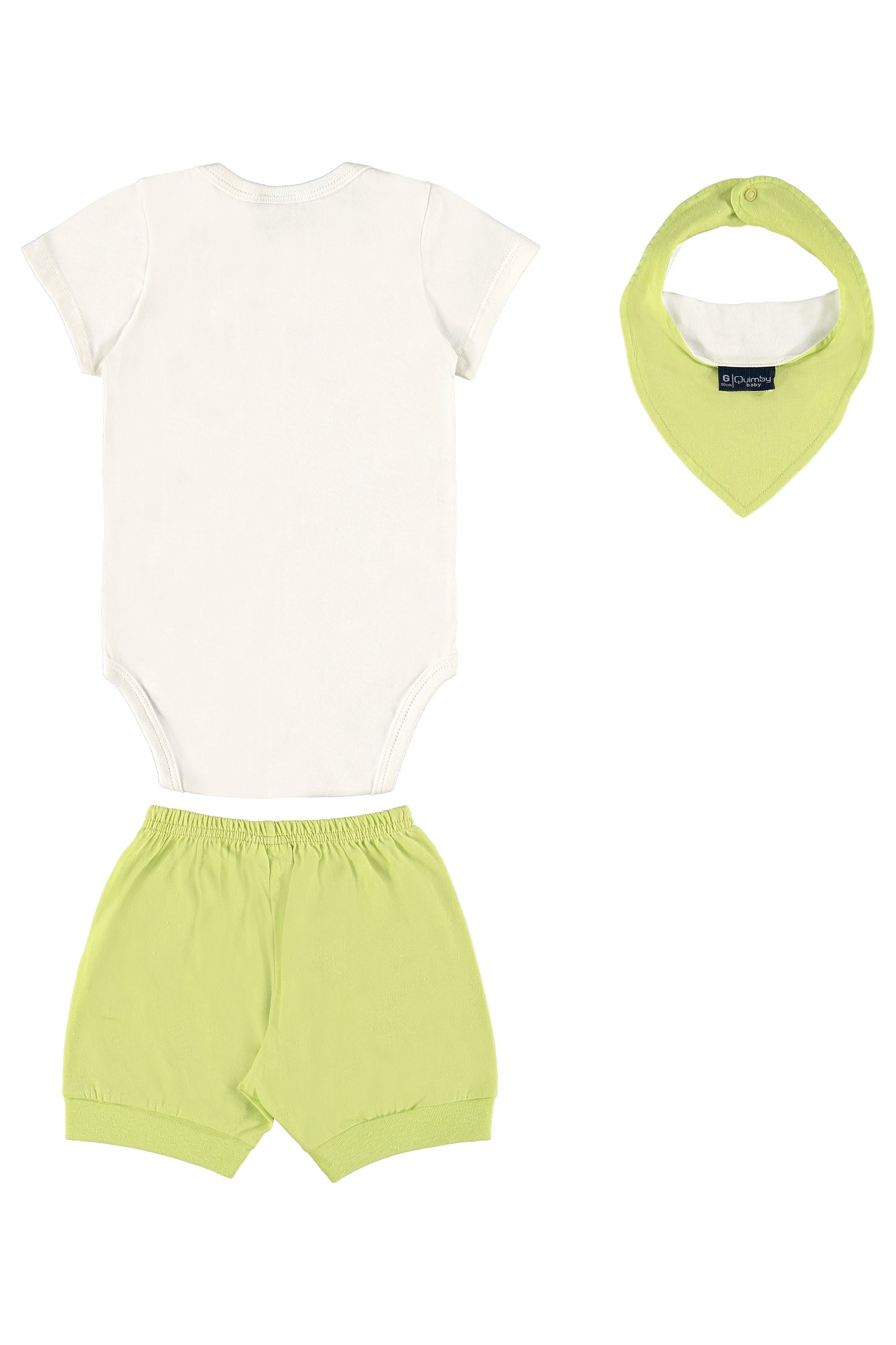 Chomp! Green Print Bodysuit with Shorts & Bib