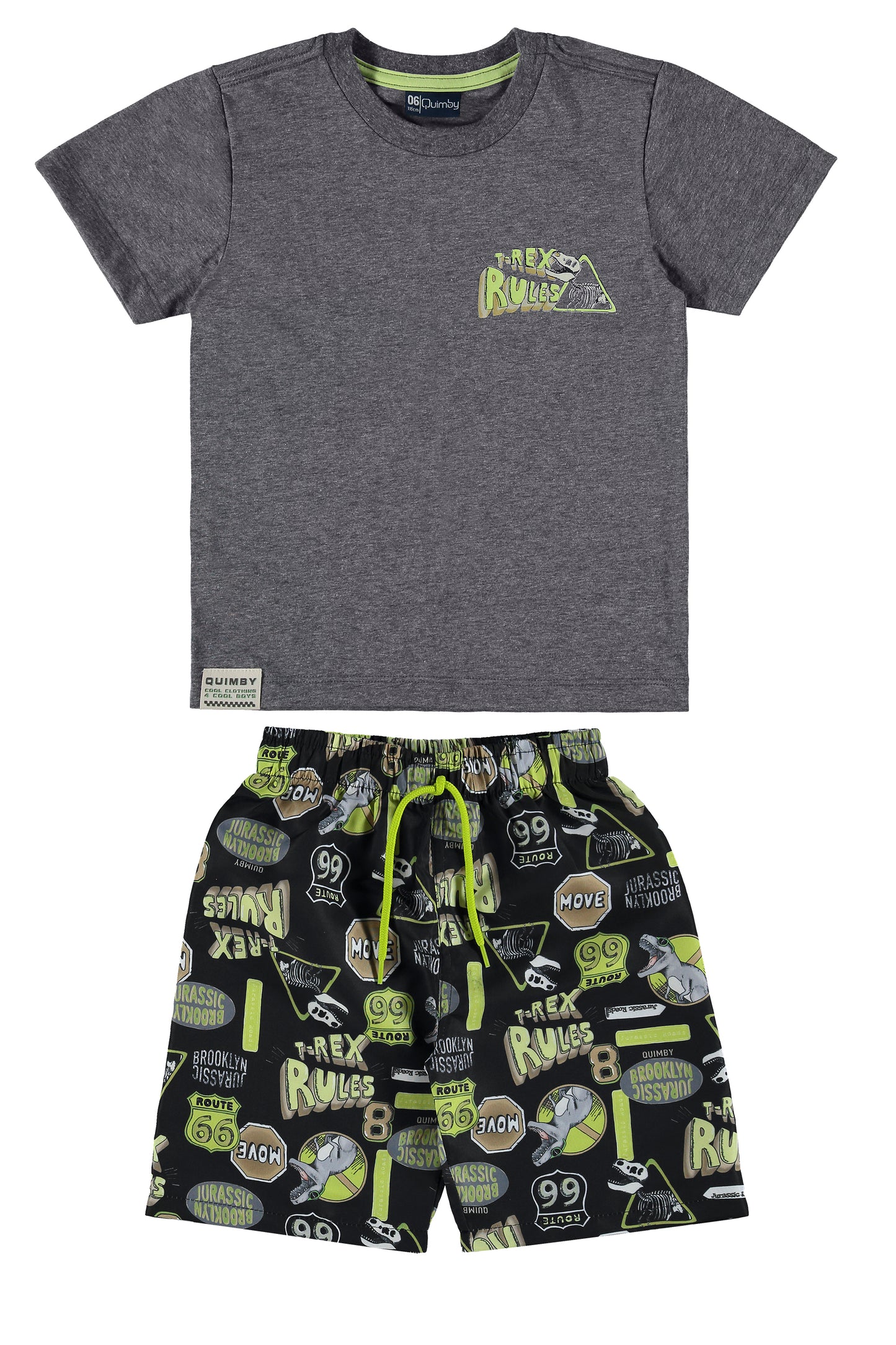 Grey T-Rex Rules Tee & Short
