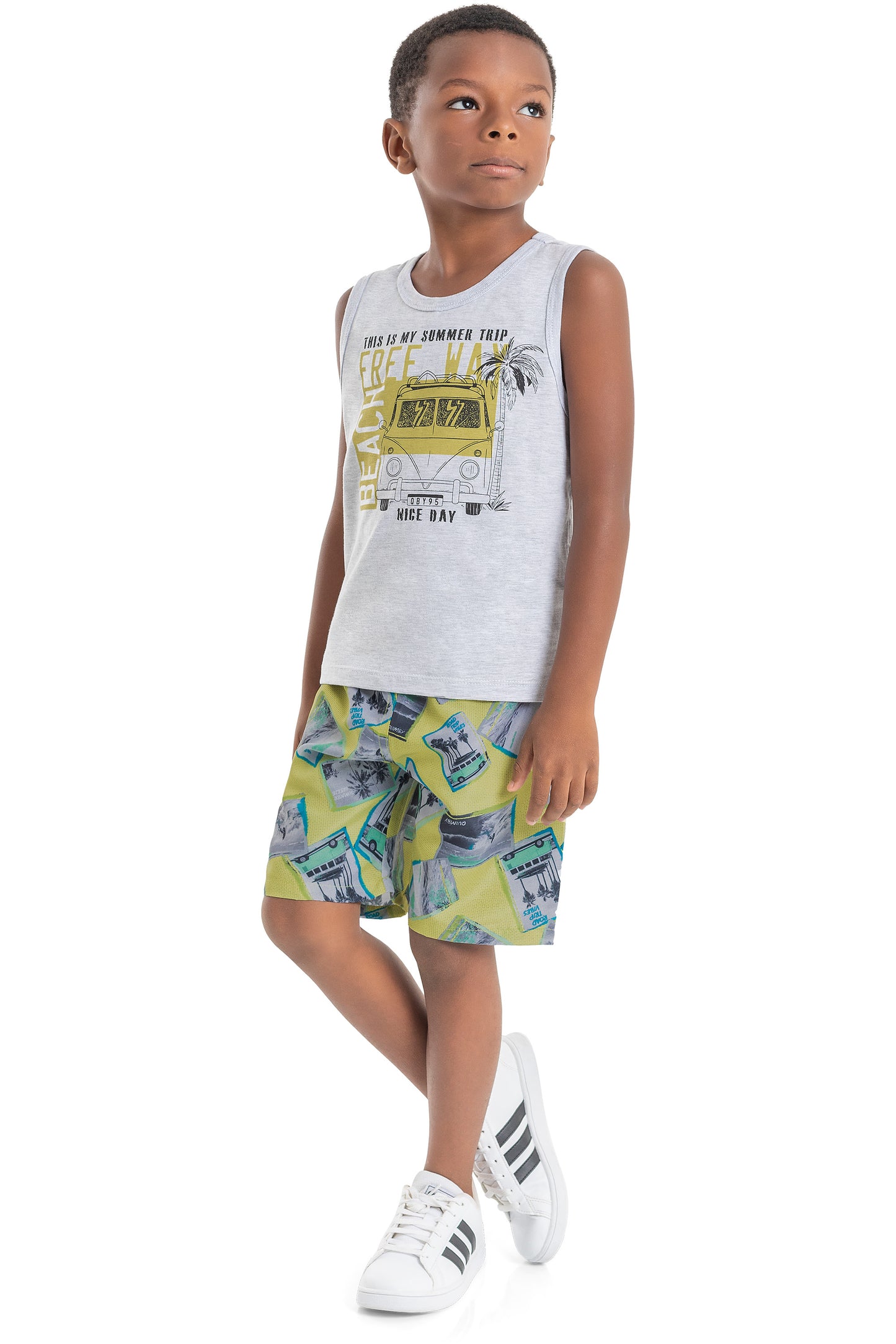 Grey Free Way Tank & Swim Shorts