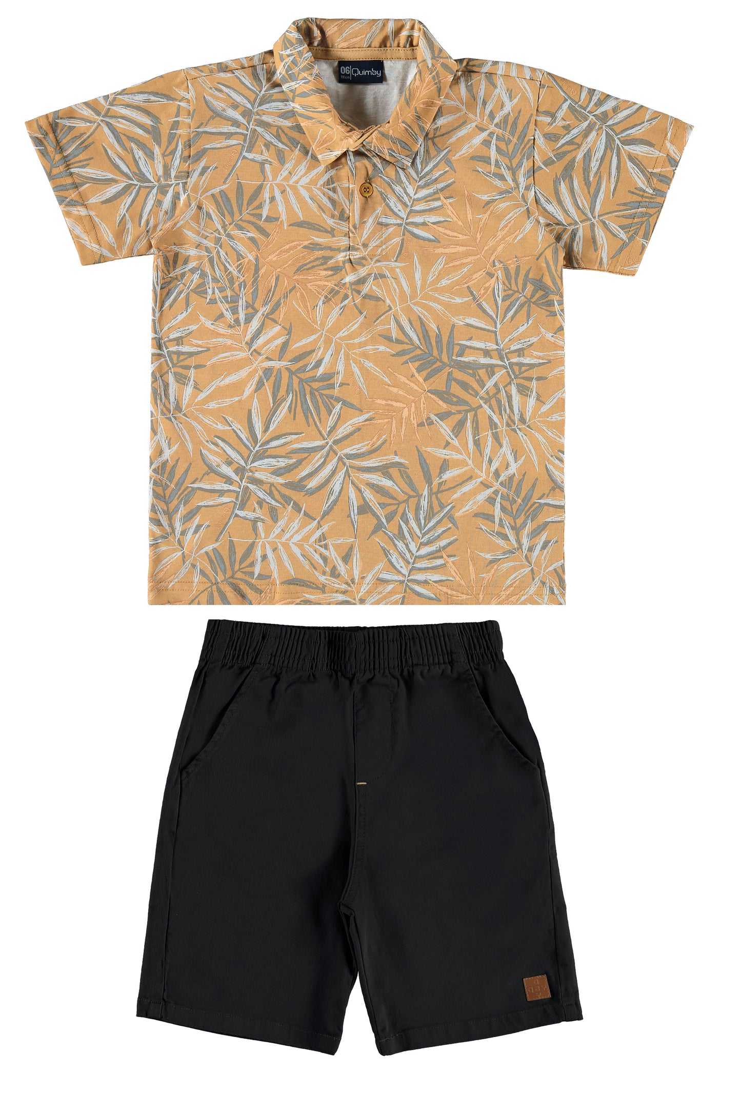Leafy Polo Tee & Twill Bermuda Shorts