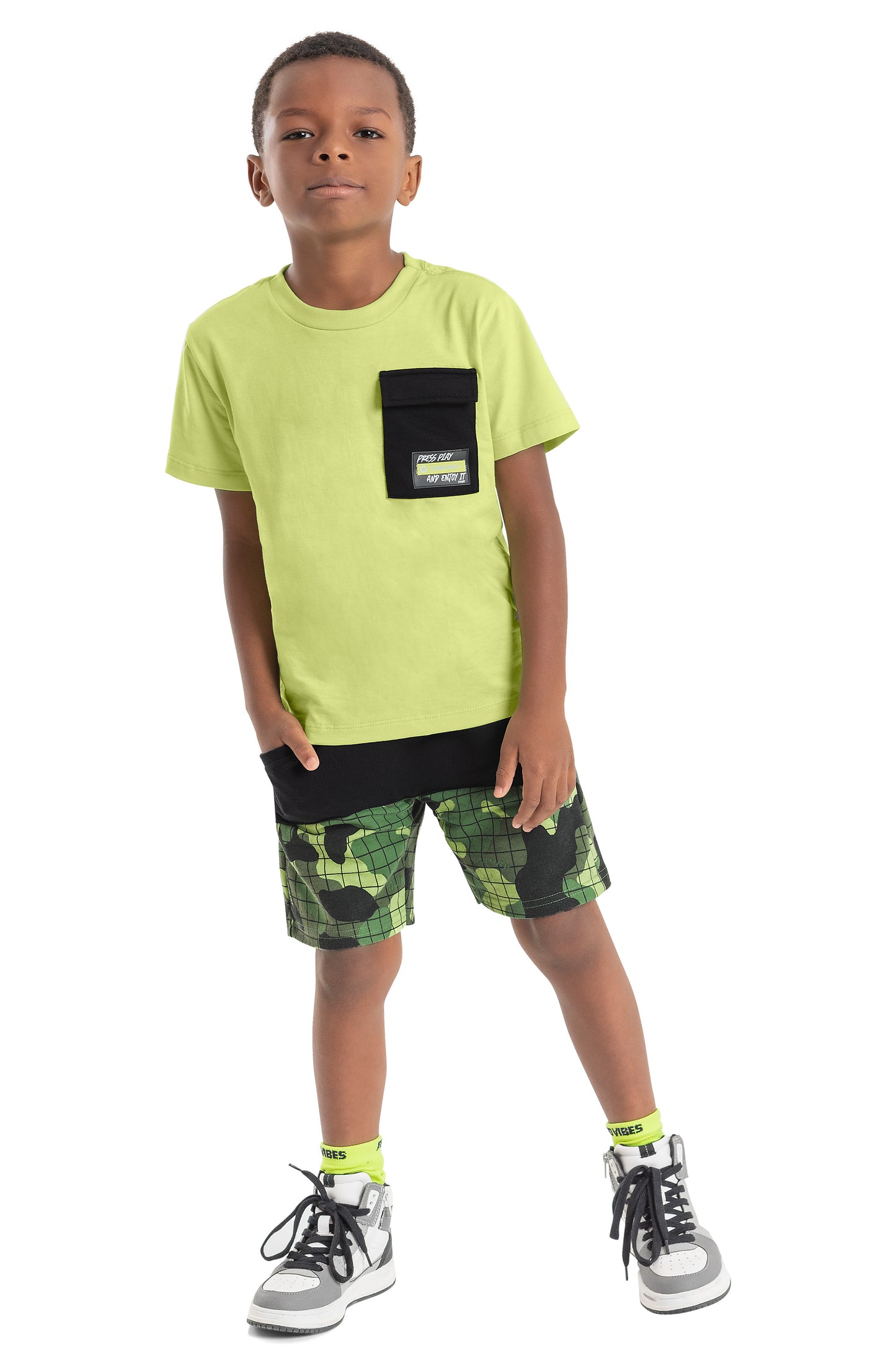 Pocket Tee & Camo Shorts