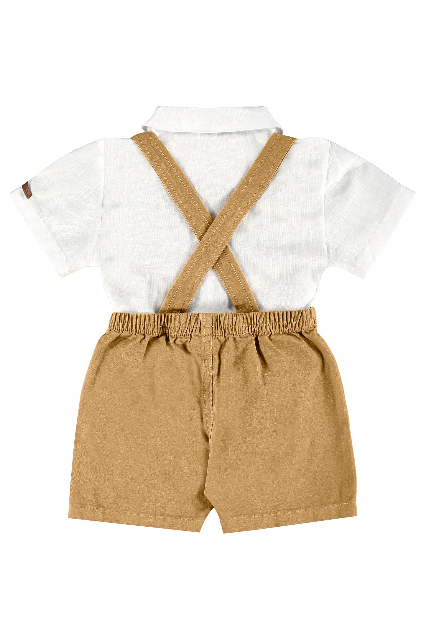 Woven Bodysuit & Twill Shorts with Suspenders