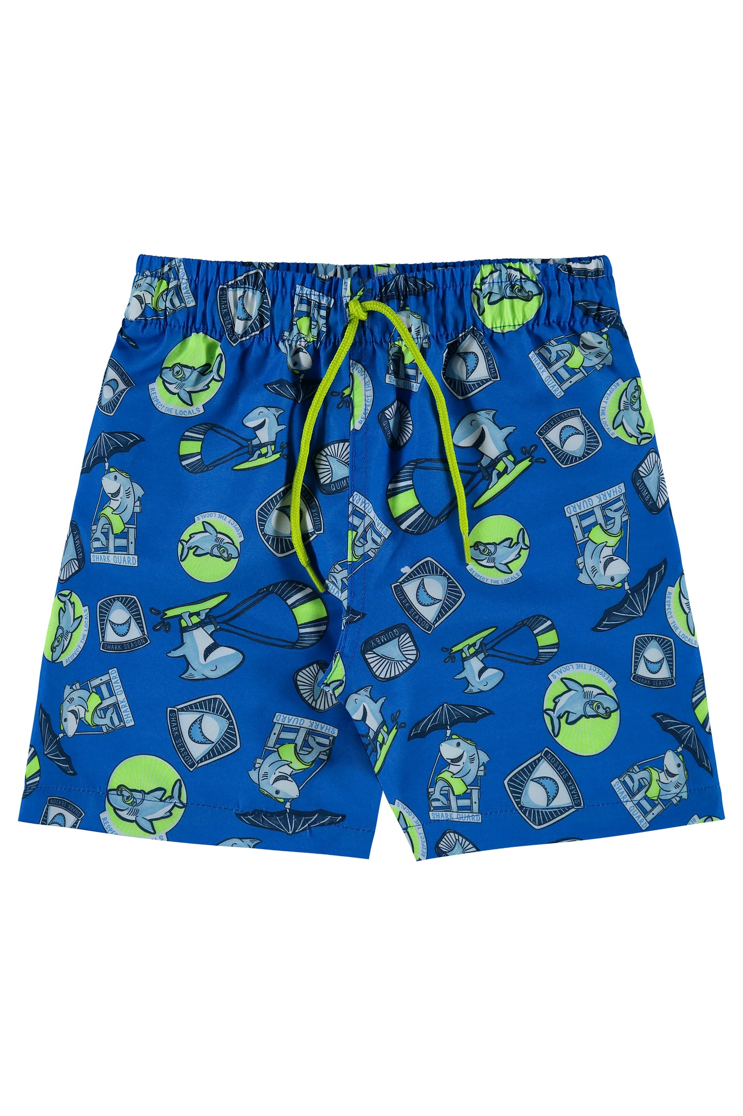 UPF 50 Neon Green Swim Top & Shark Swim Shorts