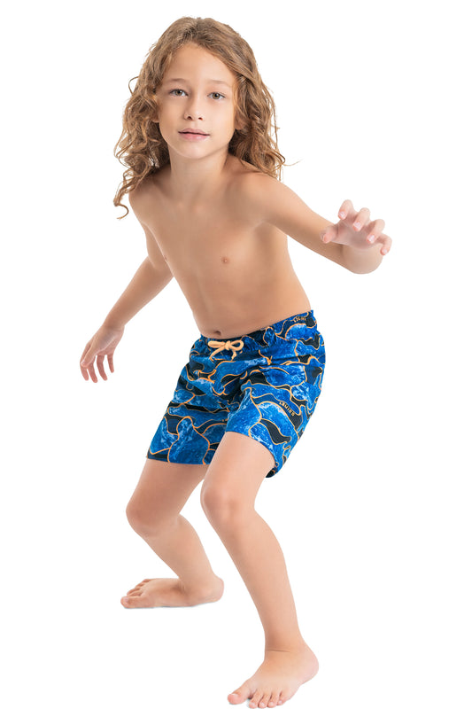 UPF 50 Navy Swim Top & Camo Swim Shorts