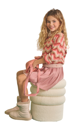 Wavy Pattern Knitted Sweater & Metallic Skirt