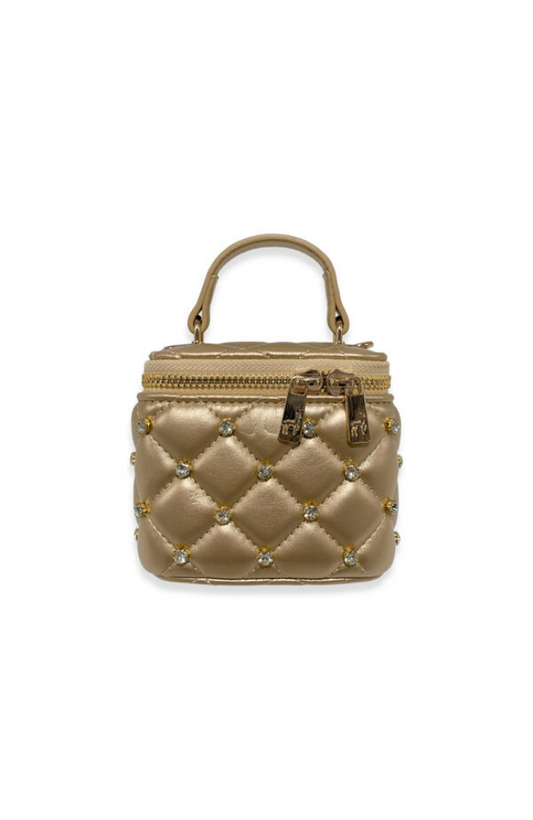 Embellished Vanity Quilted Purse in Gold