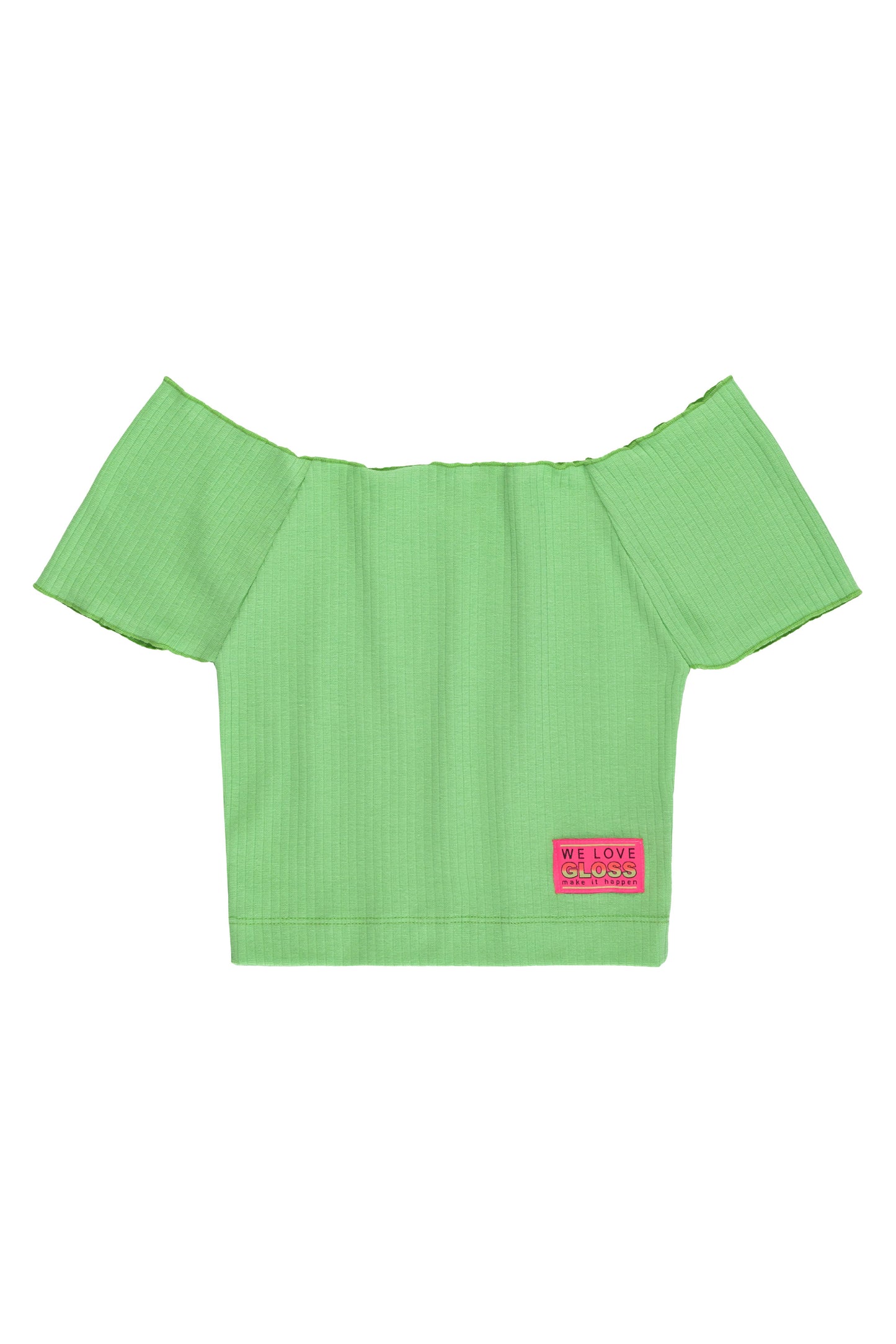 Green Off-Shoulder Crop Top & Black Sweatpants