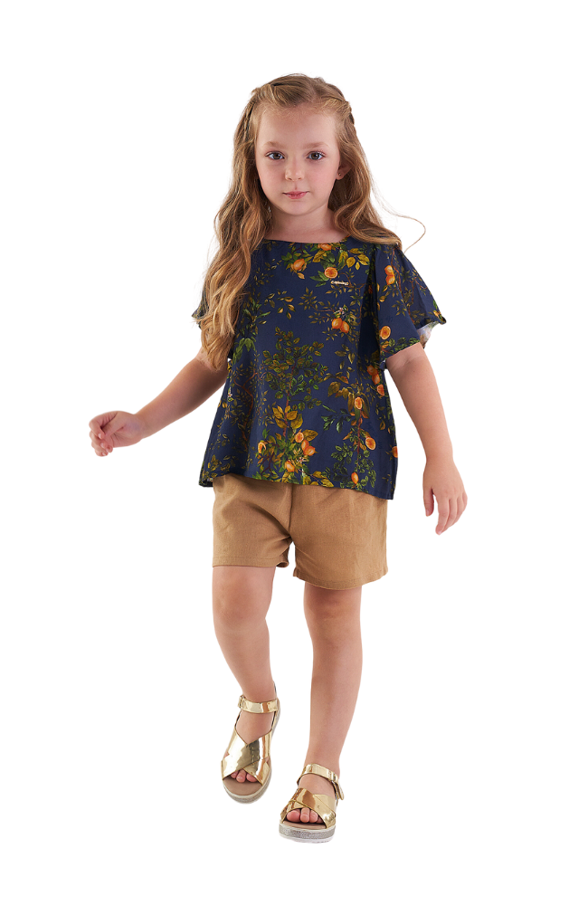 Lime Blouse & Linen Shorts