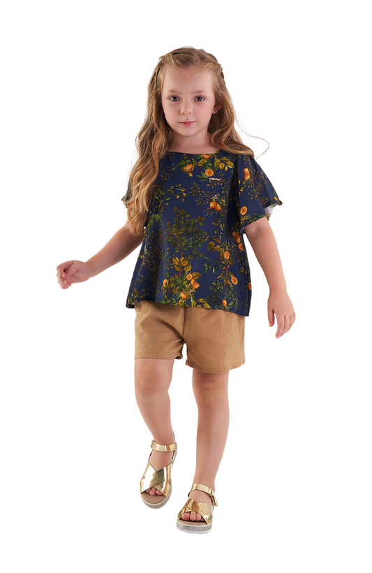 Lime Blouse & Linen Shorts
