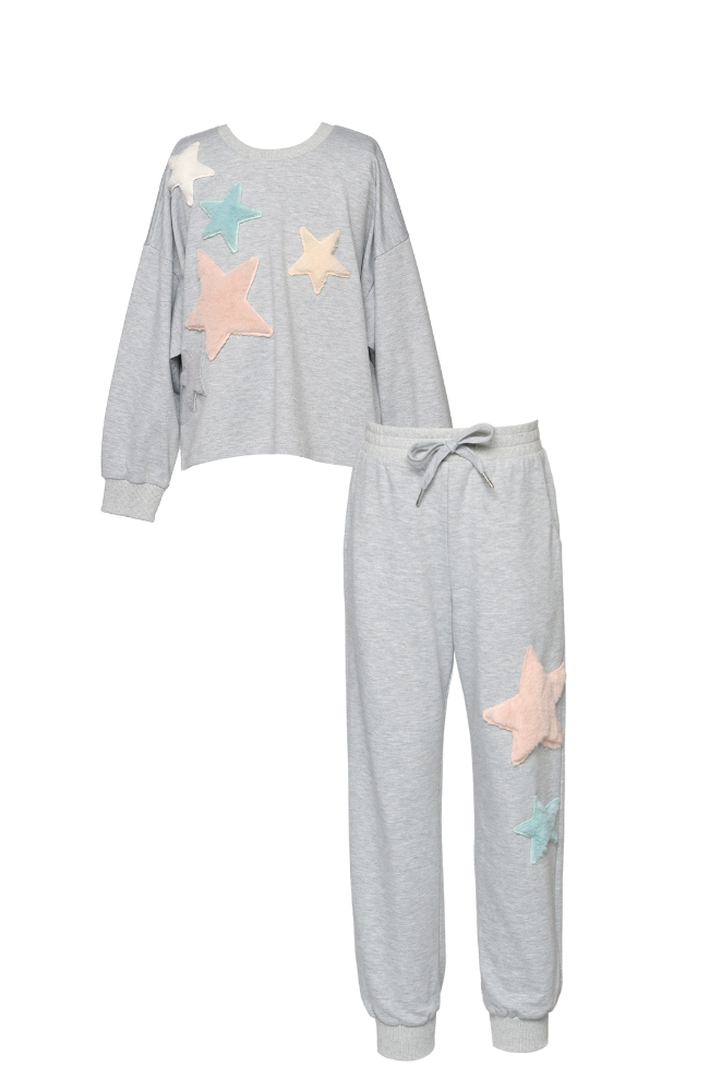 Faux Fur Star Jogger Set