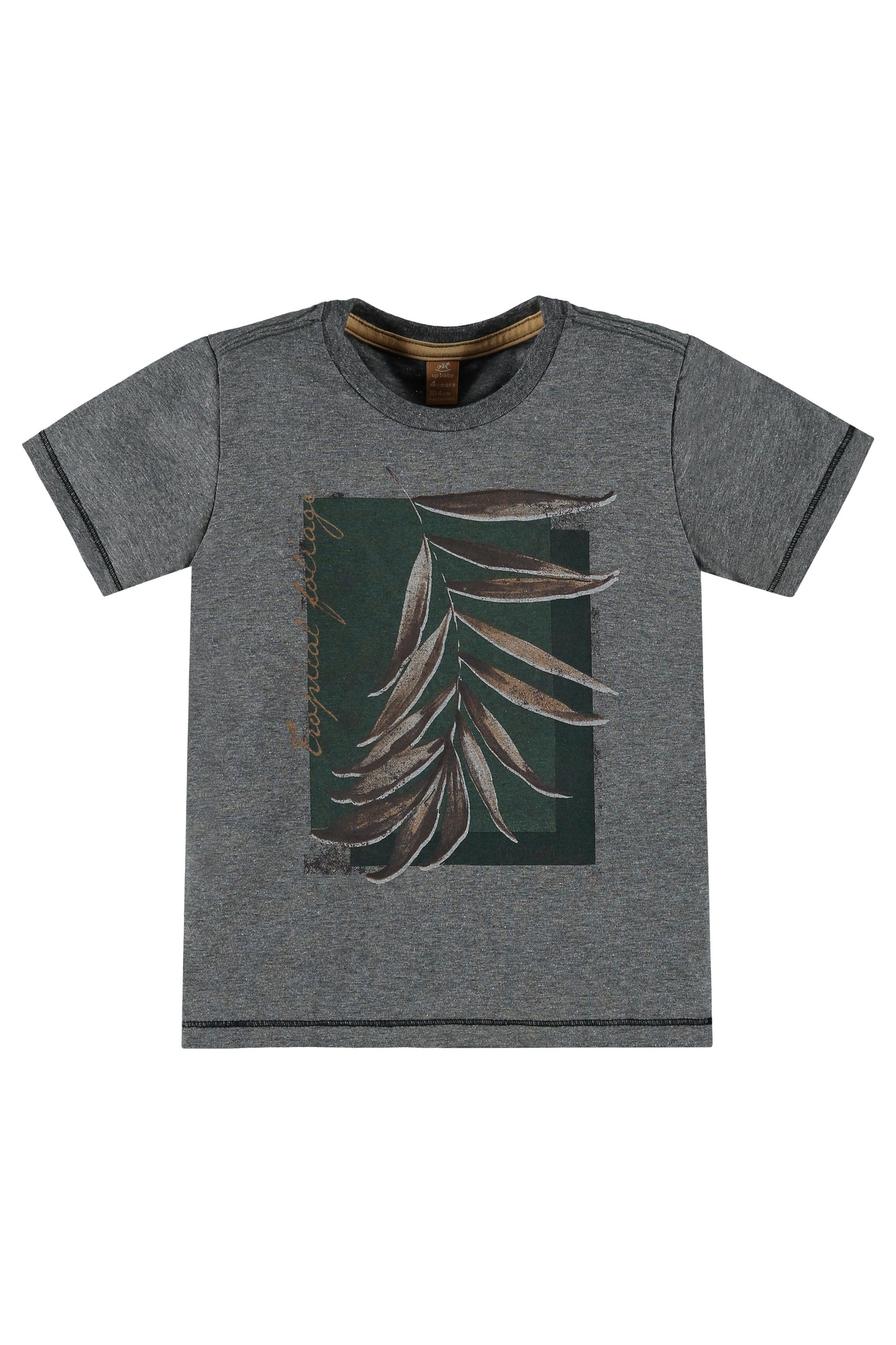 Grey Leafy Tee & Denim Shorts
