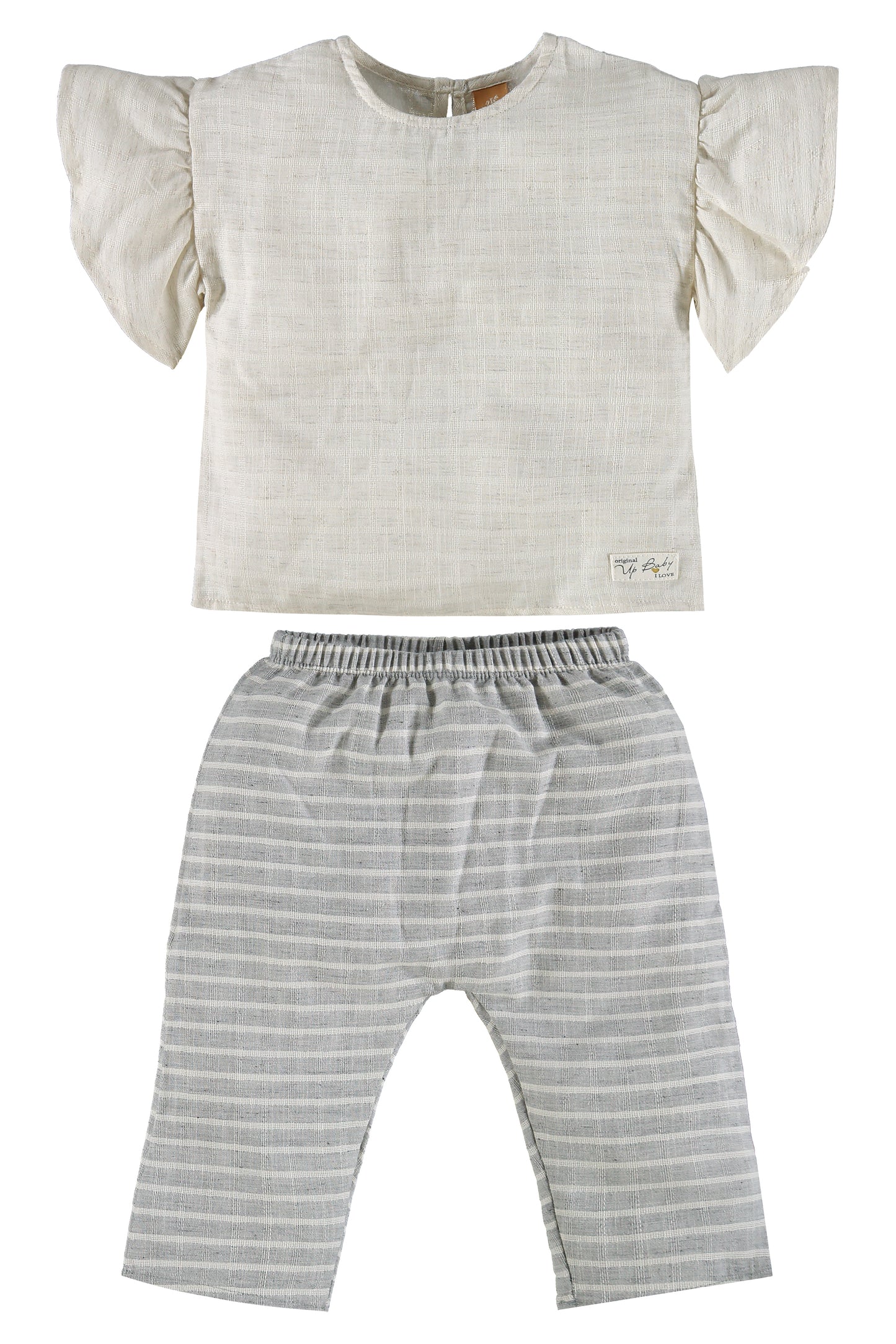 Linen Blouse & Stripe Pants