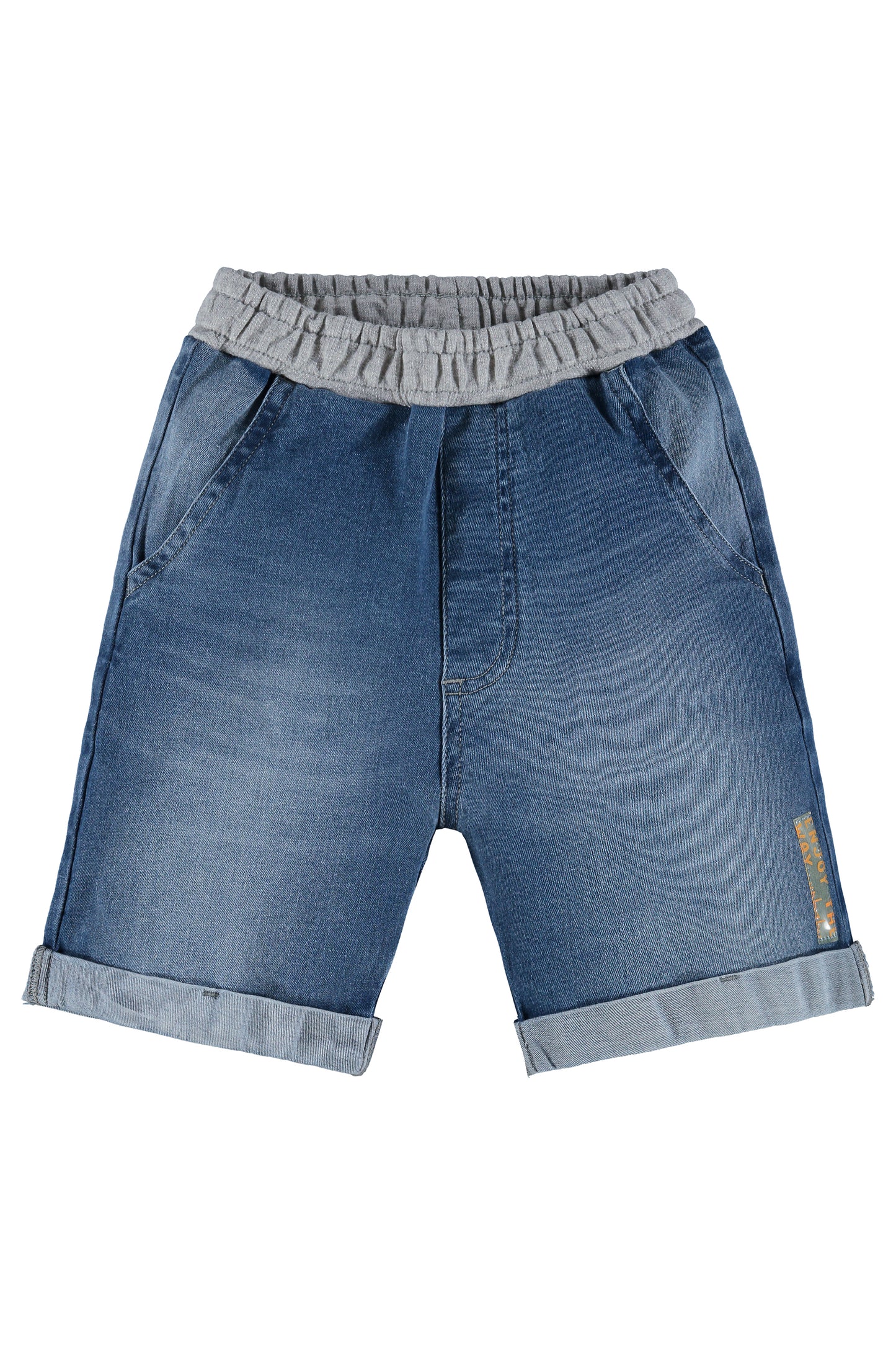 Grey Leafy Tee & Denim Shorts