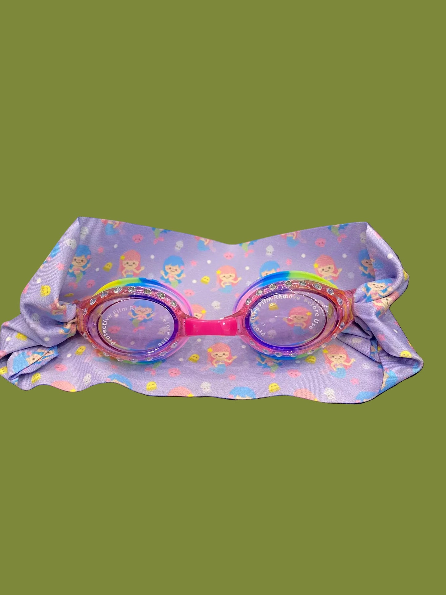 Kids Goggles with Mermaid Print Headband