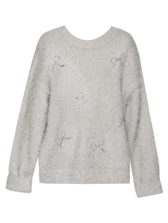 Metallic Sweater w/sequence bow & Sequence Mini Skirt