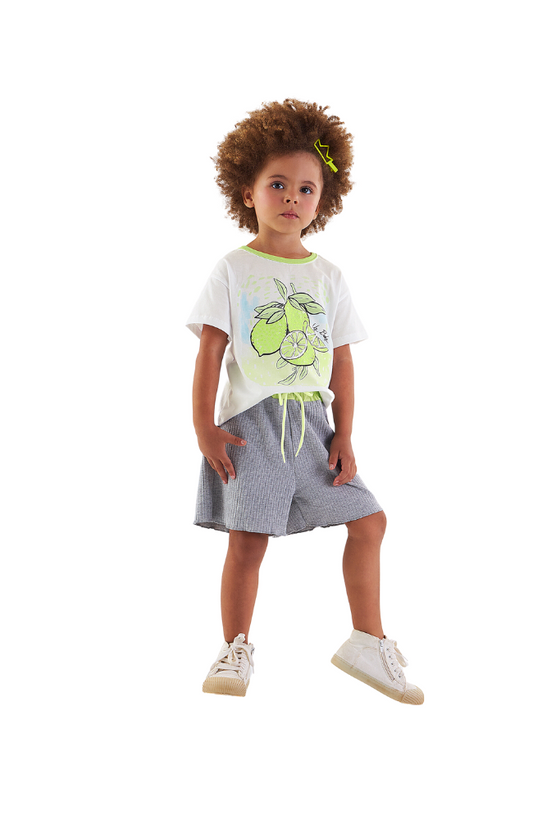 Lime Tee & Ribbed Shorts