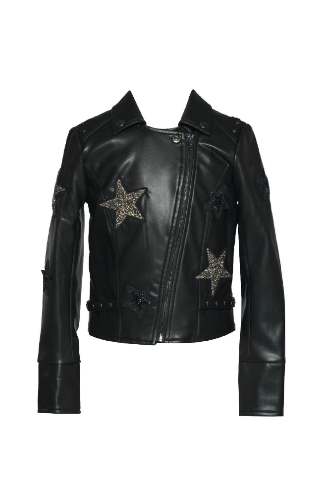 Star Rhinestone Leather Jacket