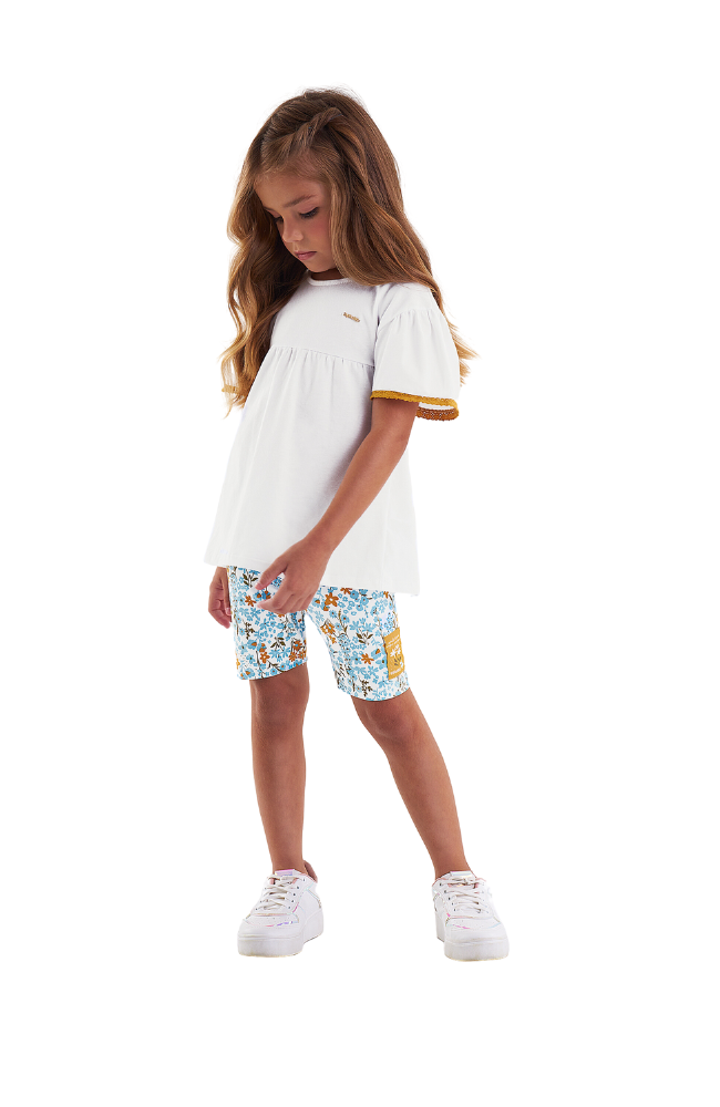 White Blouse & Floral Shorts