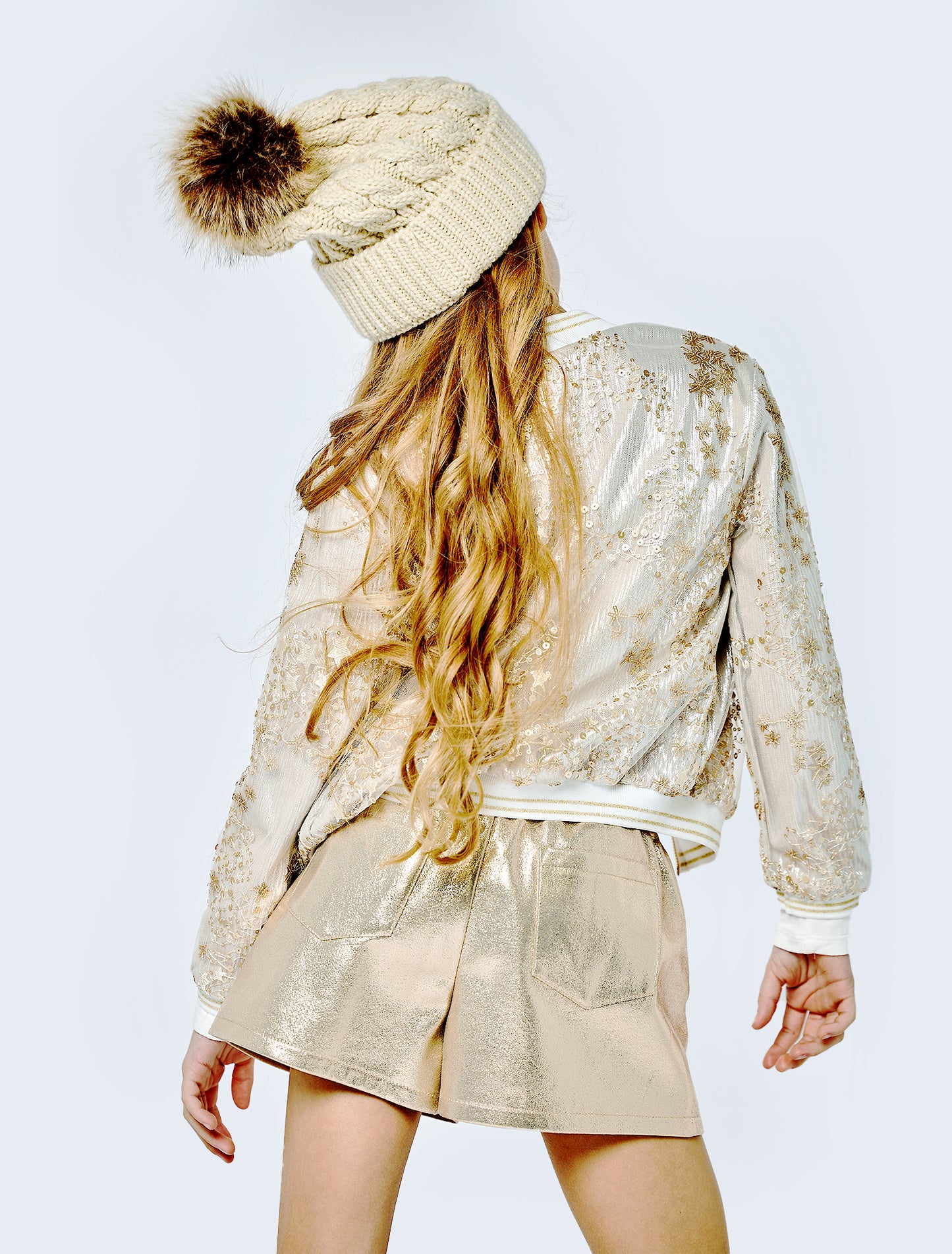 Gold Sequin Bomber Jacket