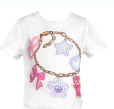 Top w/Bracelet print & Denim Wrap Skort