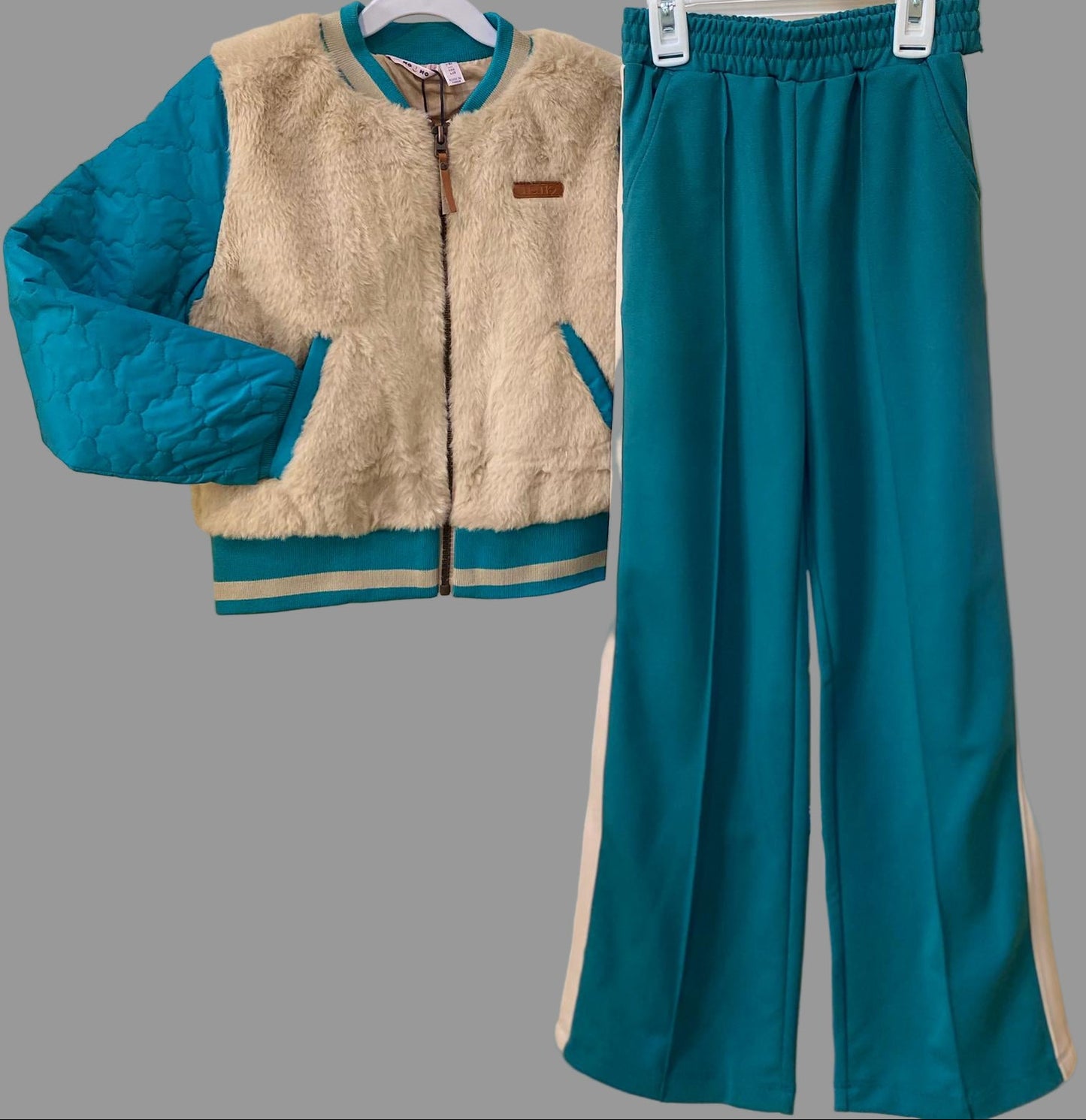 Fur Jacket & Wide Leg Pants