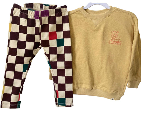 Cotton Sweater & Checkered Pants