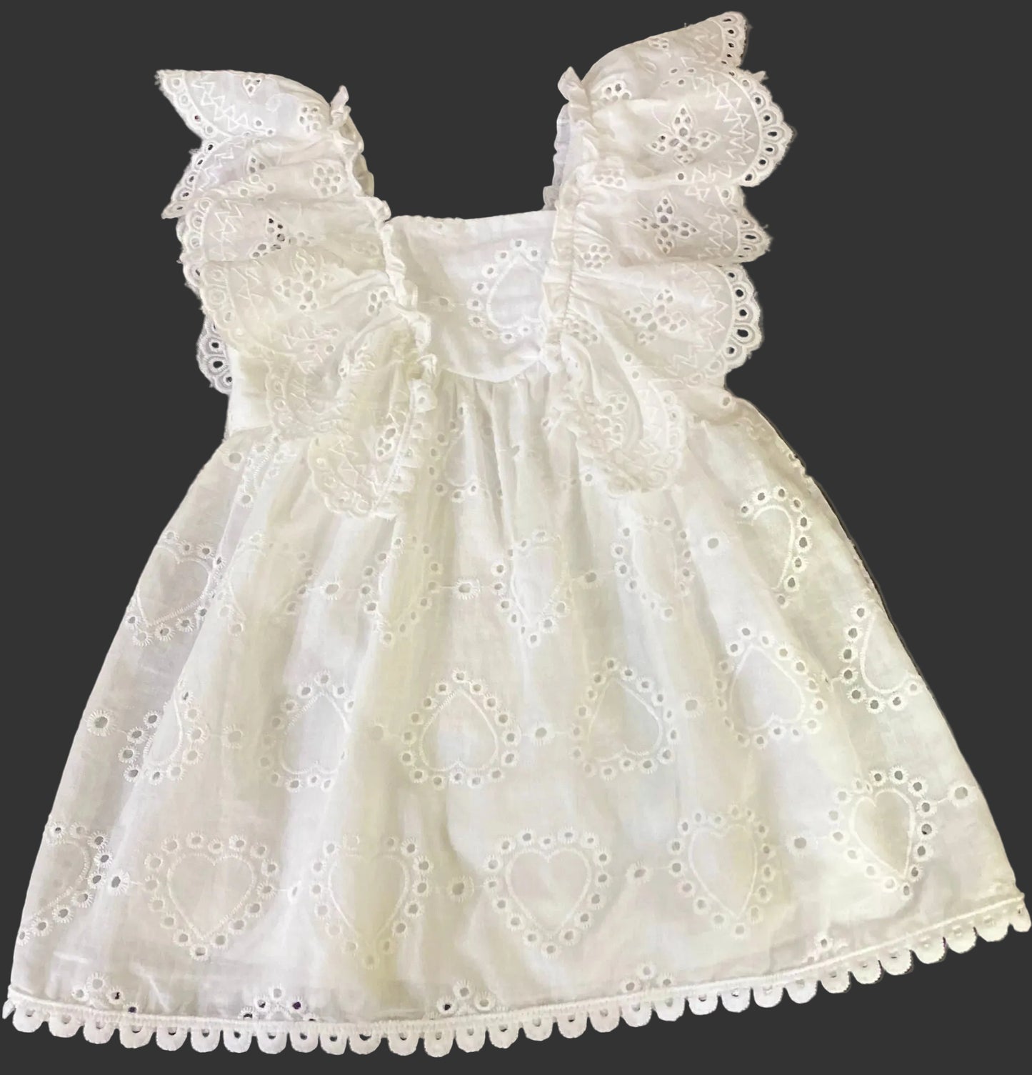 EMPIRE RUFFLE EYELET DRESS