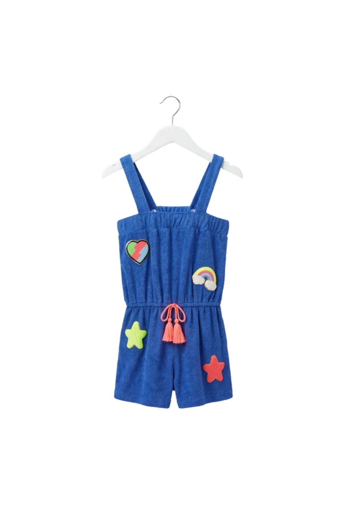 Romper W/ Patch Trims and Faux Tie