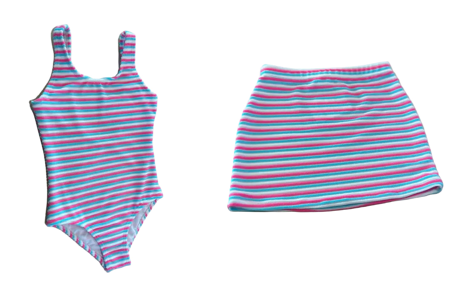 Sorbet Stripe Scoop Swimsuit w/ Mini Skirt