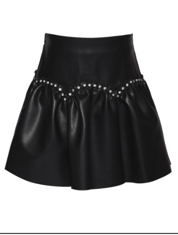 Rhinestones Leather Jacket & Skirt