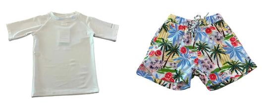 White SS Rash top & Ciao Paradiso Swim short
