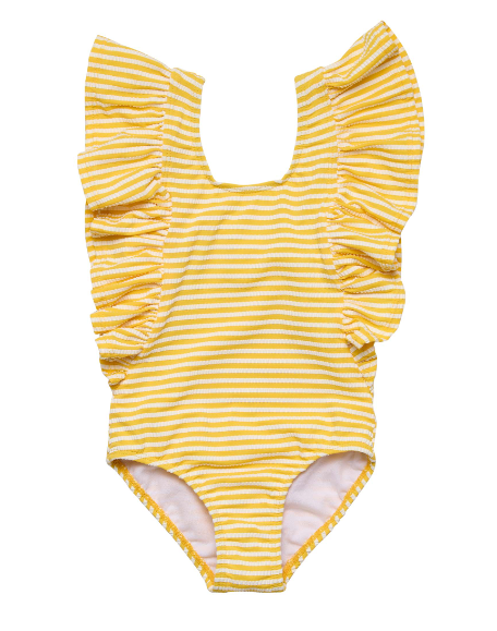 Stripe Wide frill Swimsuit w Skirt