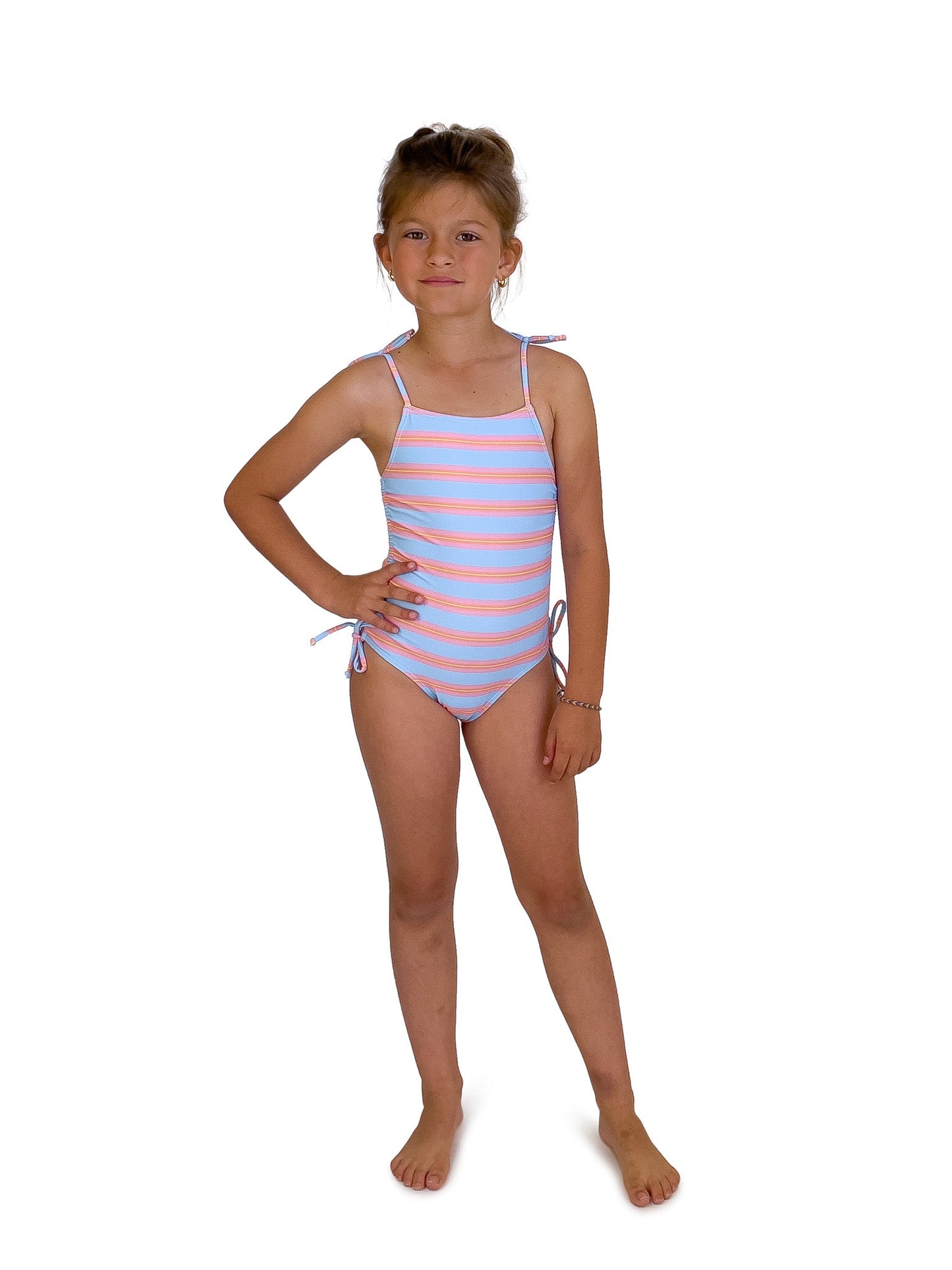 Horizon Stripe Swimsuit & Horizon Stripe Swim Shorts