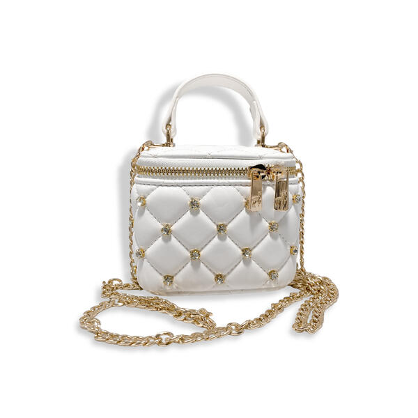 Embellished Vanity Quilted Purse in White