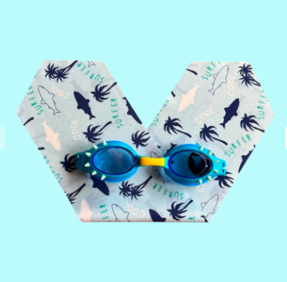 Kids Goggles with Shark Palm Tree Headband