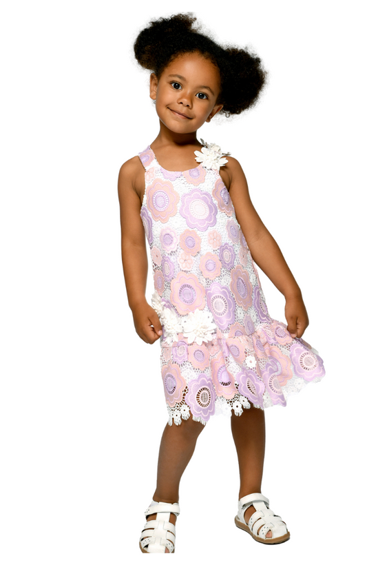 Floral Crochet Drop Waist Dress
