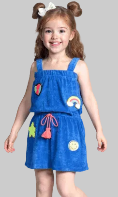 Romper W/ Patch Trims and Faux Tie