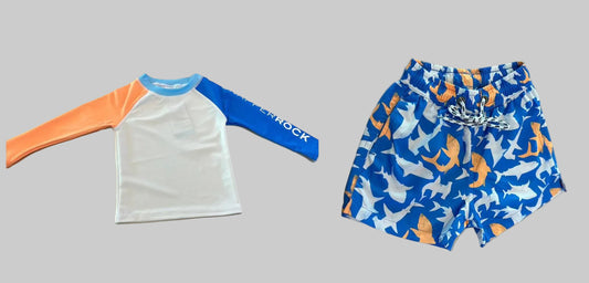 LS Rash Top W/ Shark Squad Swim Short