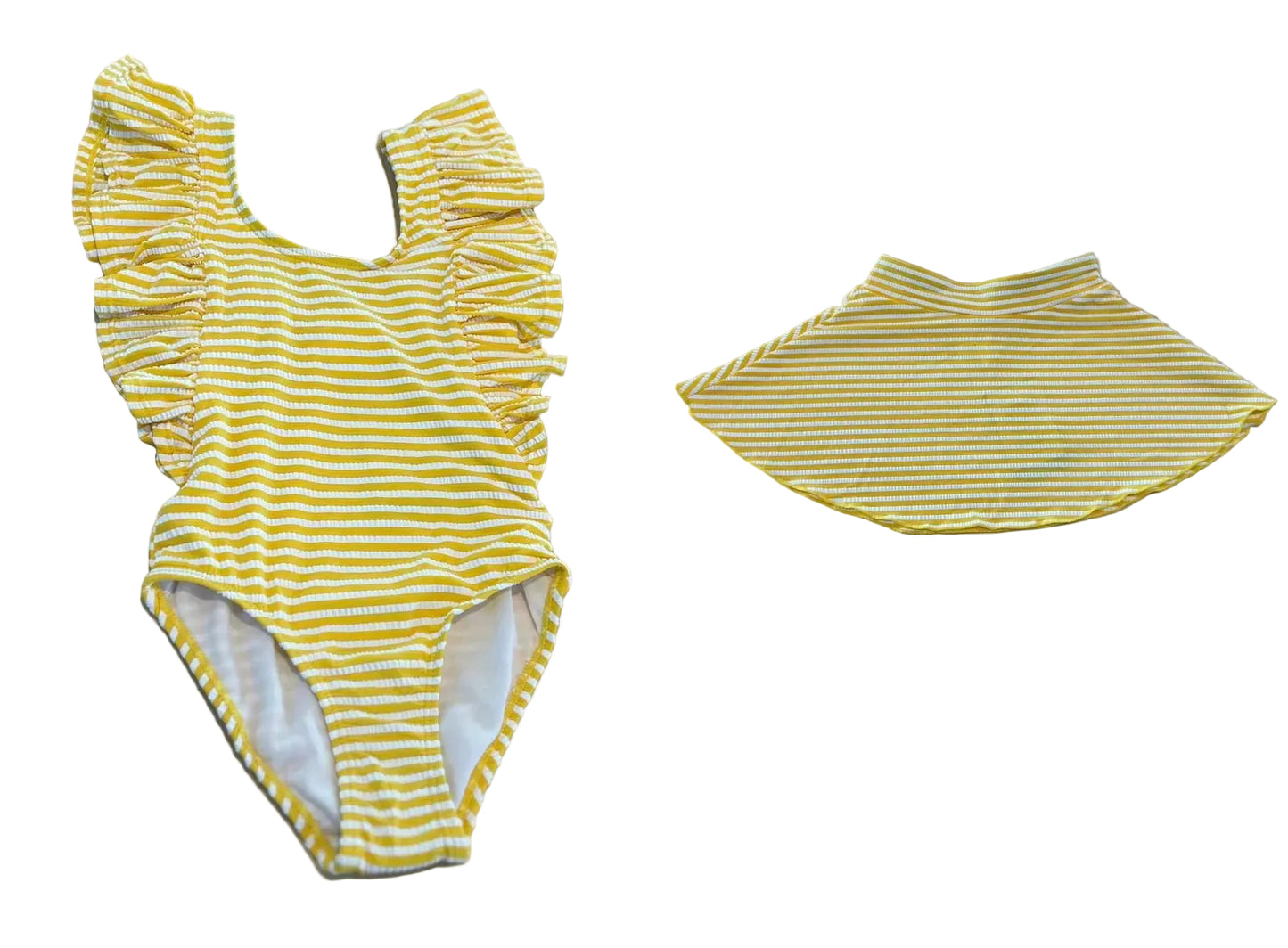 Stripe Wide frill Swimsuit w Skirt