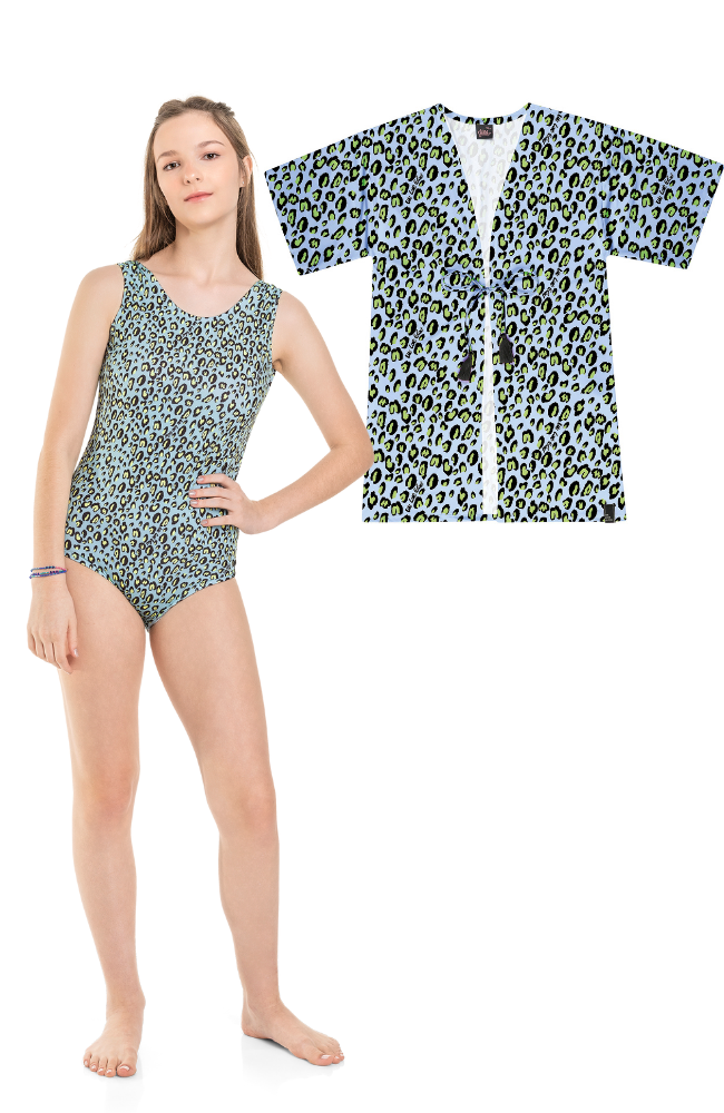 Leopard Print Swimsuit & Kimono
