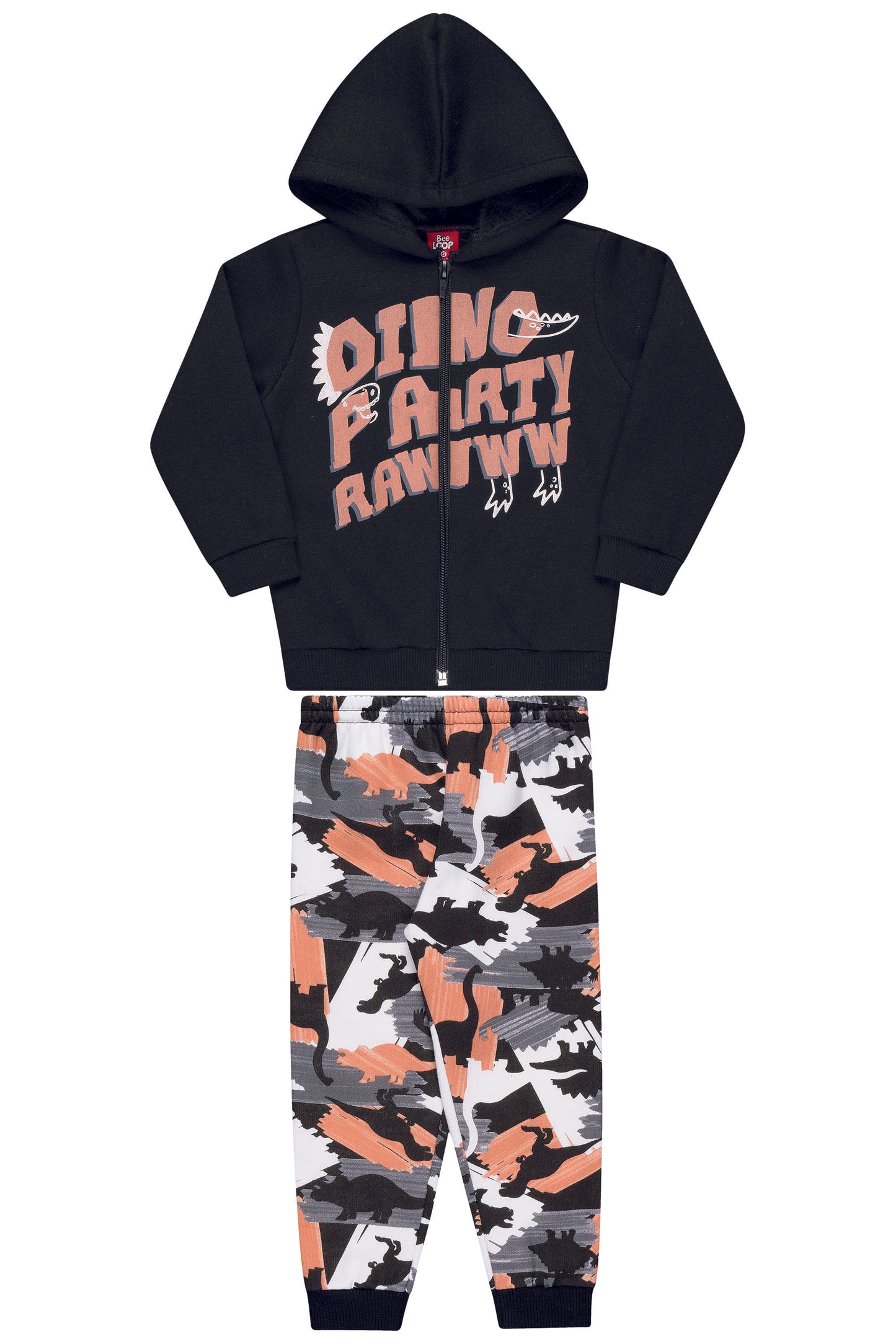 Dino Party Jacket and Camo Joggers in Orange