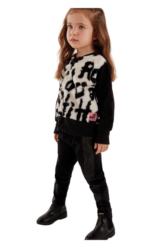 Letters Faux Fur Sweat Jacket