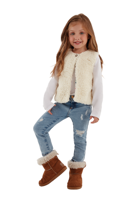 Faux Fur Vest in White