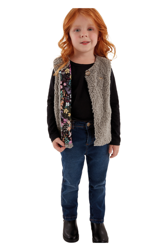 Faux Fur Vest in Grey