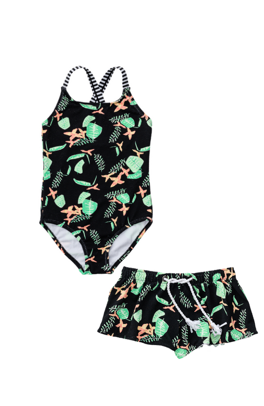 Neon Rainforest Swimsuit & Swim Shorts (Sustainable)