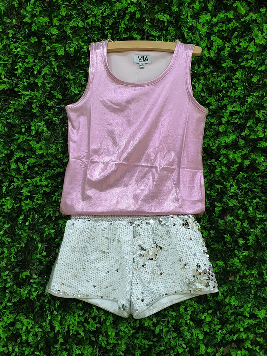 Shirtail Tank & Disco Shorts