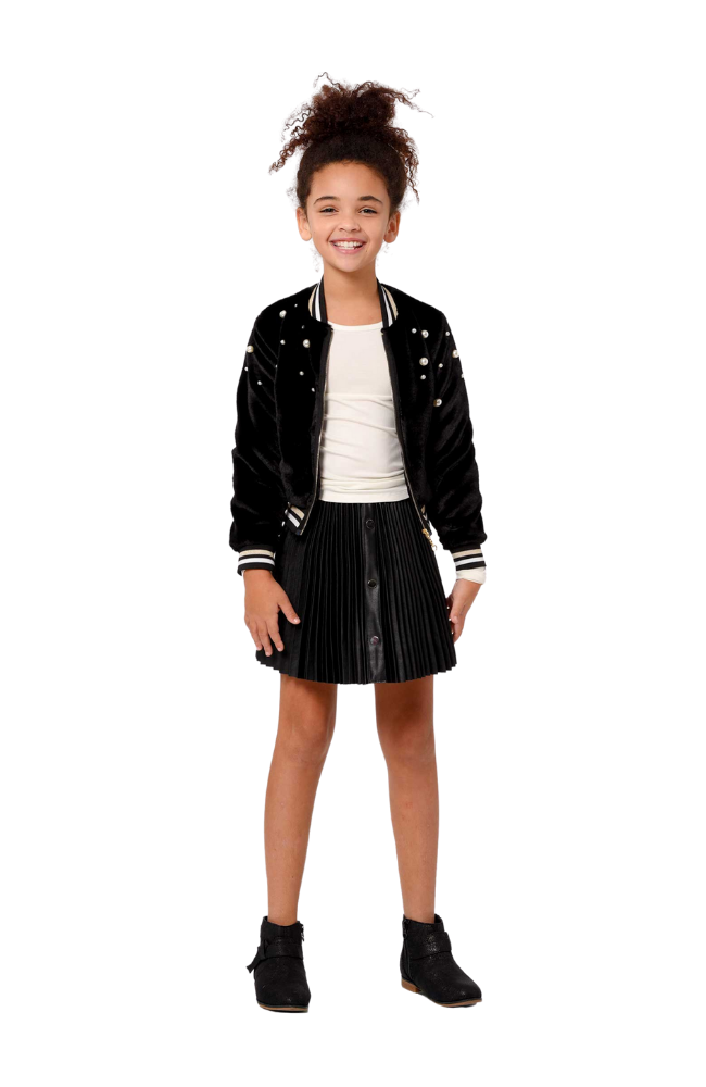 Faux Fur Pearl Bomber Jacket
