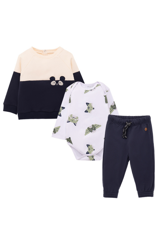 Color Block Sweatshirt, Animal Bodysuit & Sweatpants